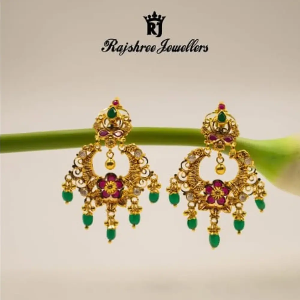 🌸 Nakshi Earrings with Floral Motifs & Gem Detailing ✨