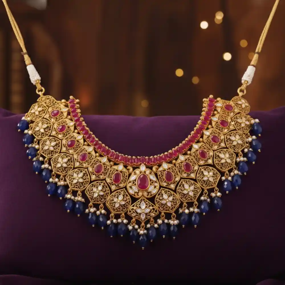 Design image - Exquisite Gold Ruby & Kundan Work Necklace