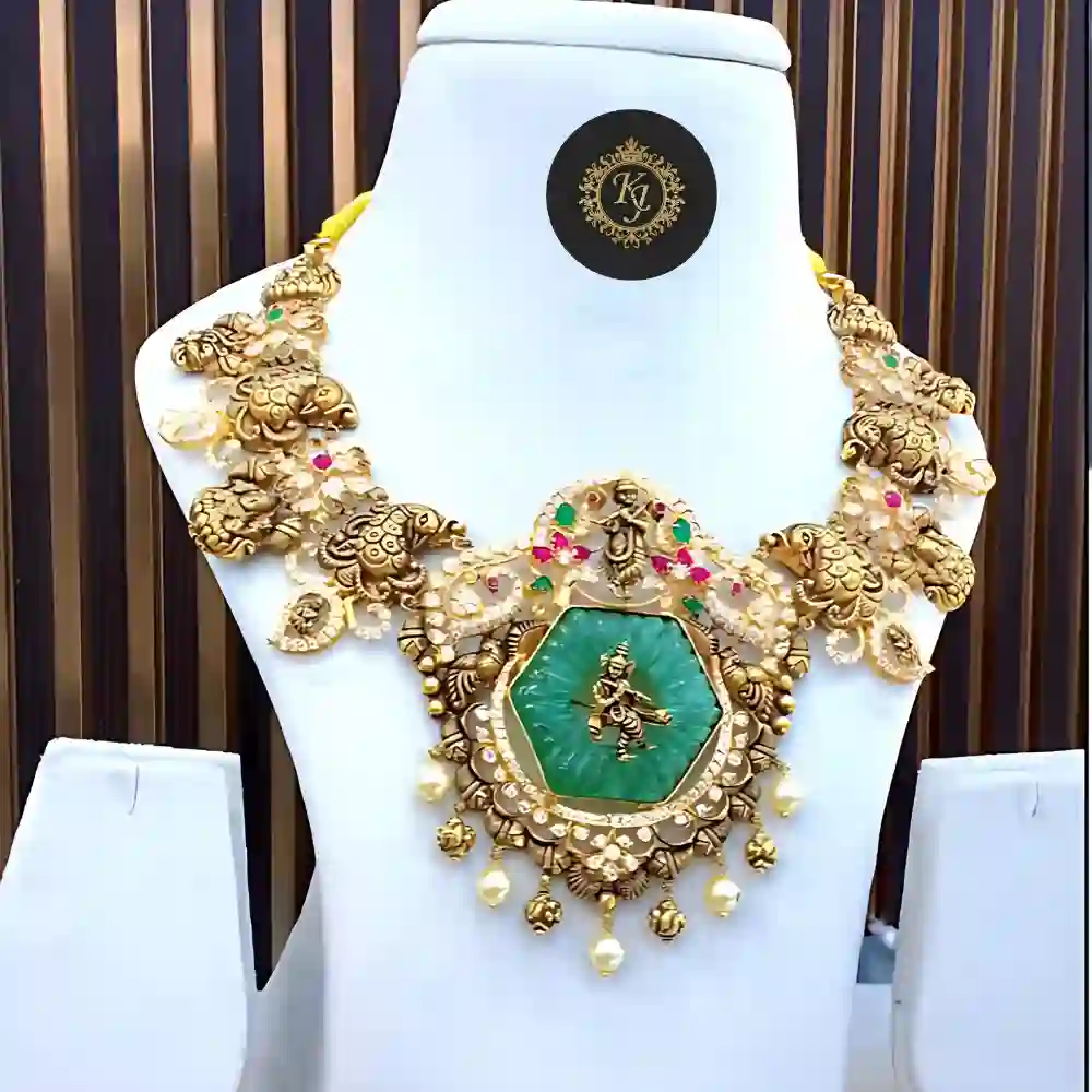 Divine Nakshi Krishna Idol Necklace💚🌸