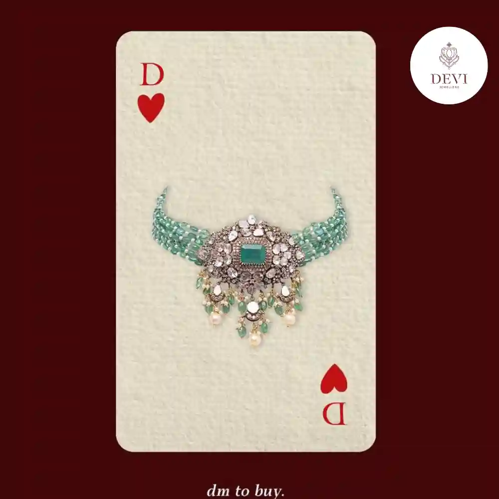 Dazzling Jadau Emerald Choker Set👑💍