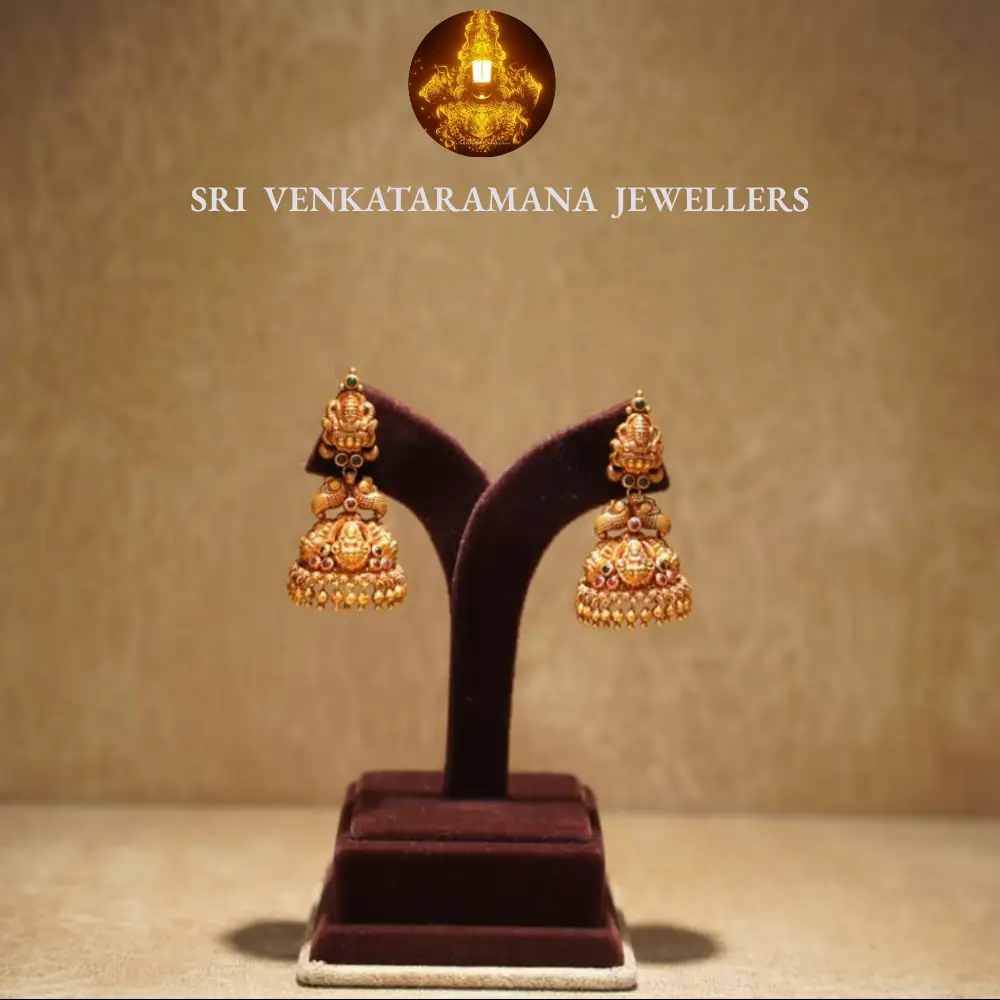 Traditional Temple Jhumkas ✨ Divine Craft in Gold 