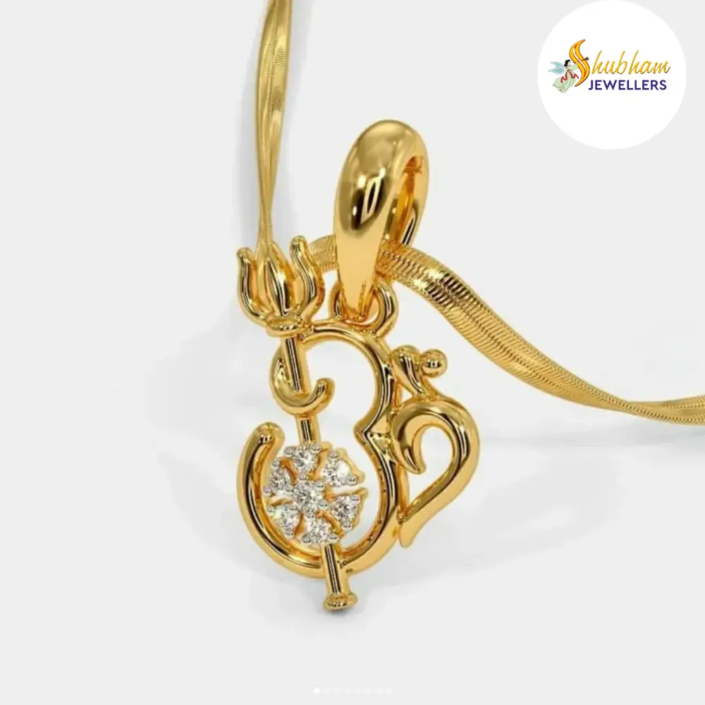 ✨Divine Om Trishul Pendant with Diamond Detailing