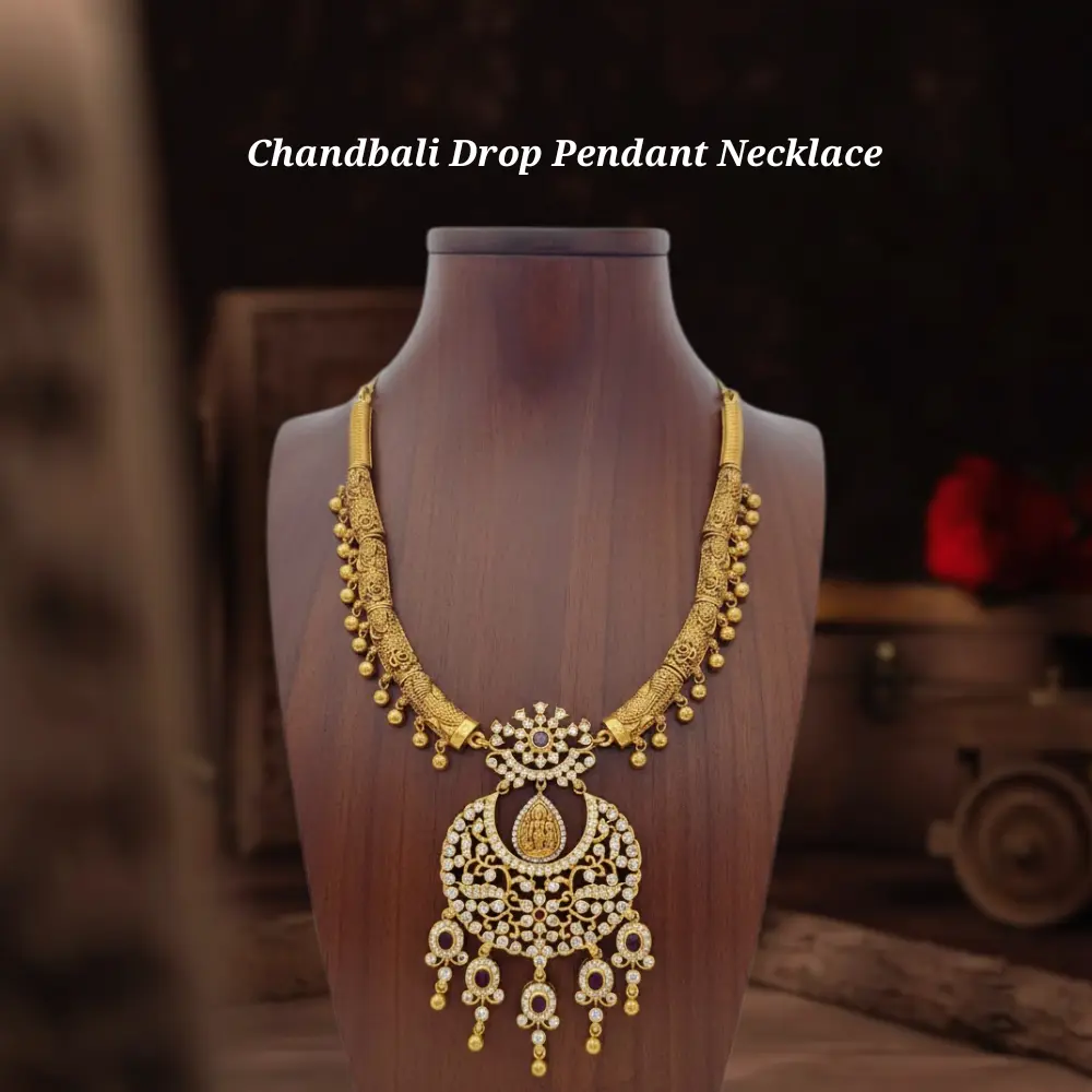 Chandbali Pearl Fringe Necklace⨠Layered Stone Drops