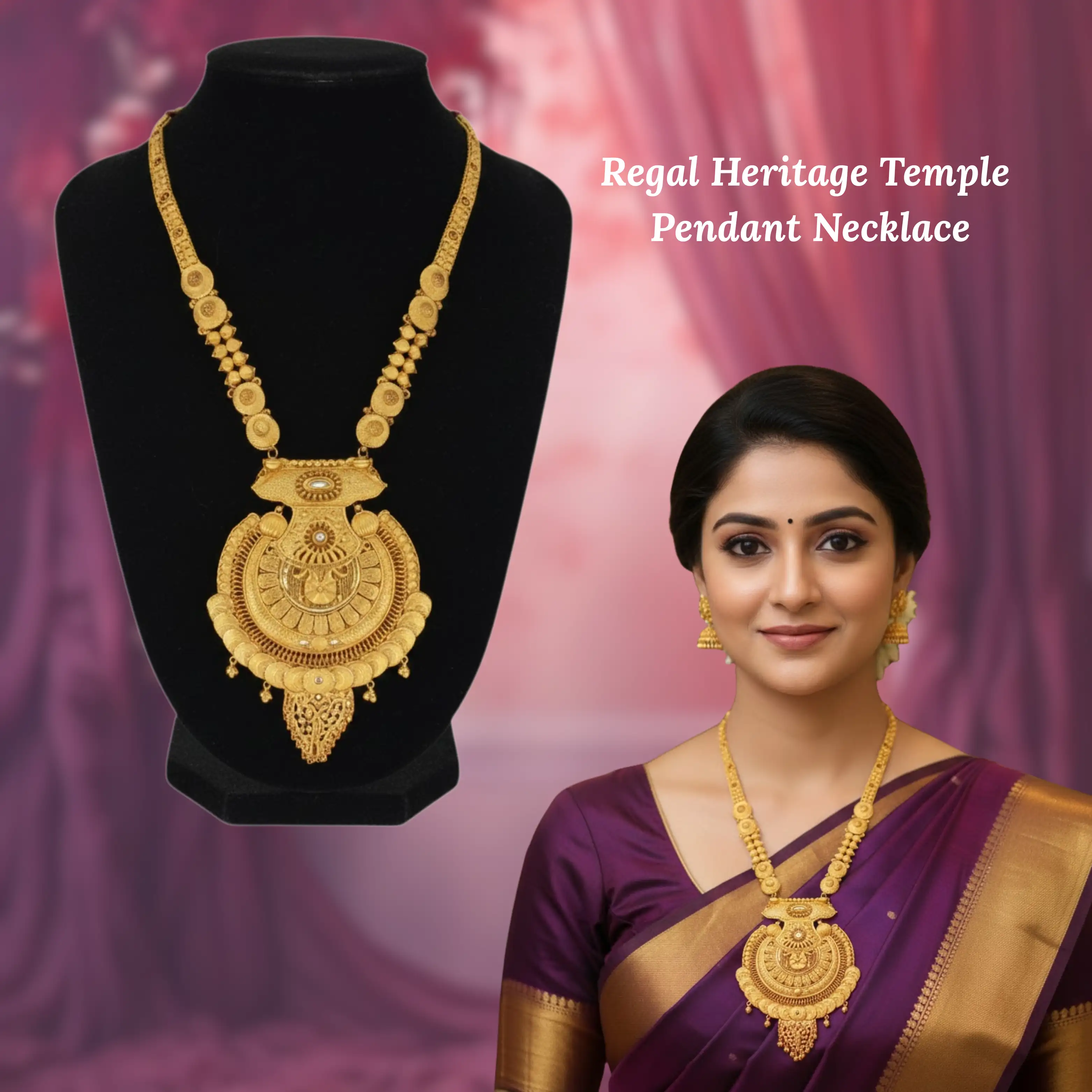 Royal Antique Temple Pendant Necklace ✨🪔