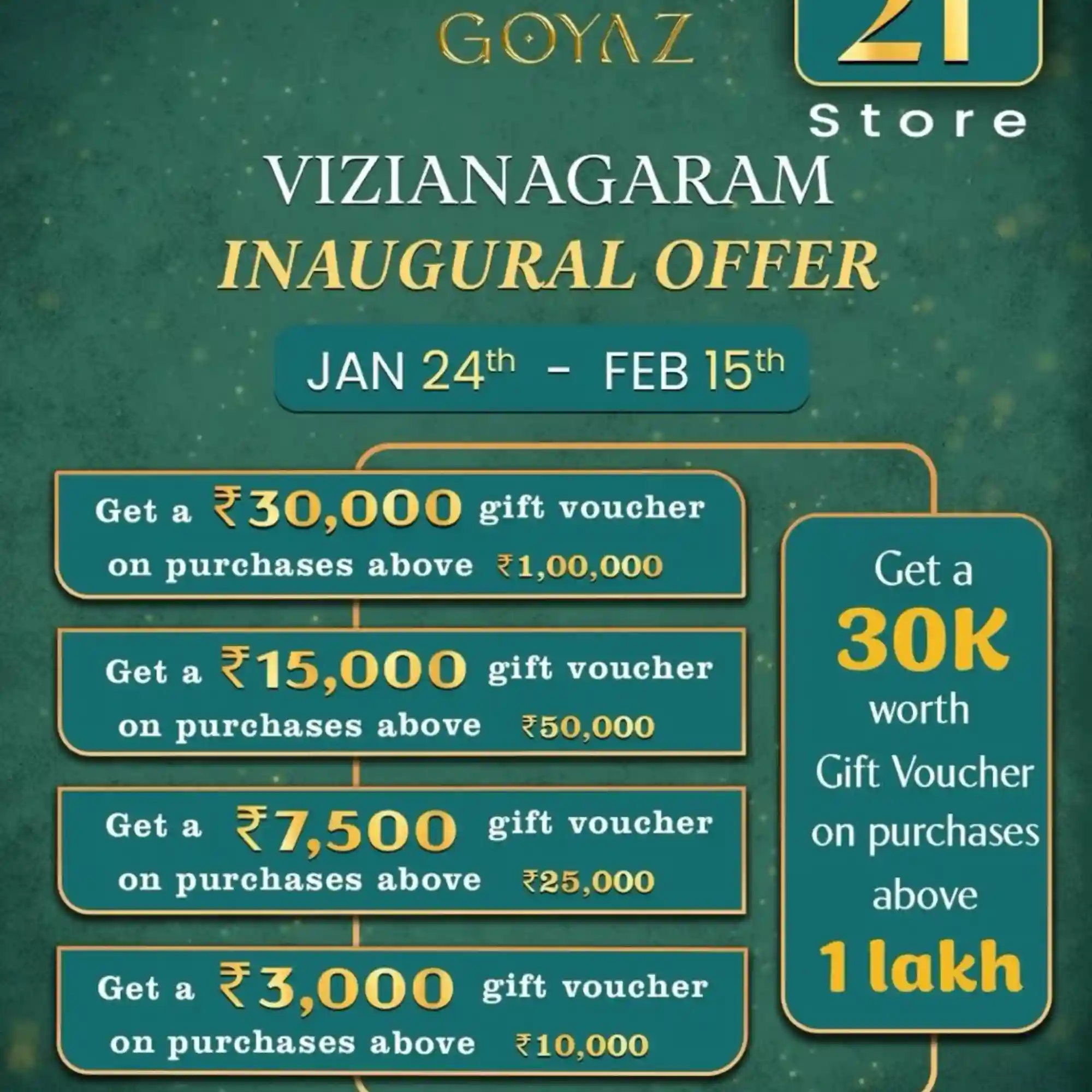 Offer image: ✨ SAVE BIG! Get FLAT ₹30,000 Voucher Offer at Goyaz Jewels 💎