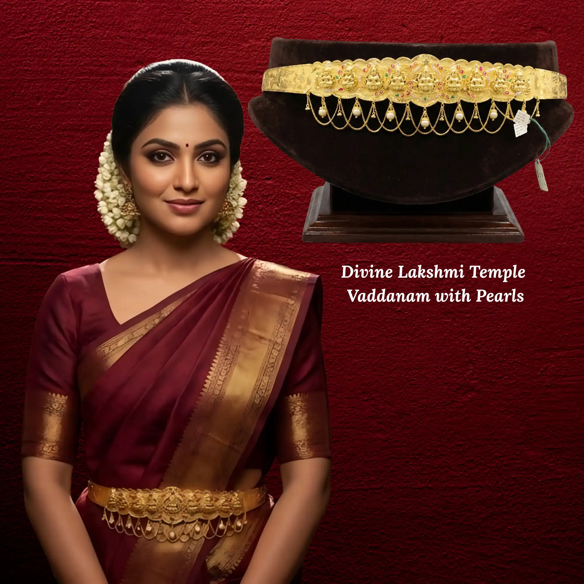 Classic Bridal Lakshmi Temple Pearl Vaddanam ✨💛