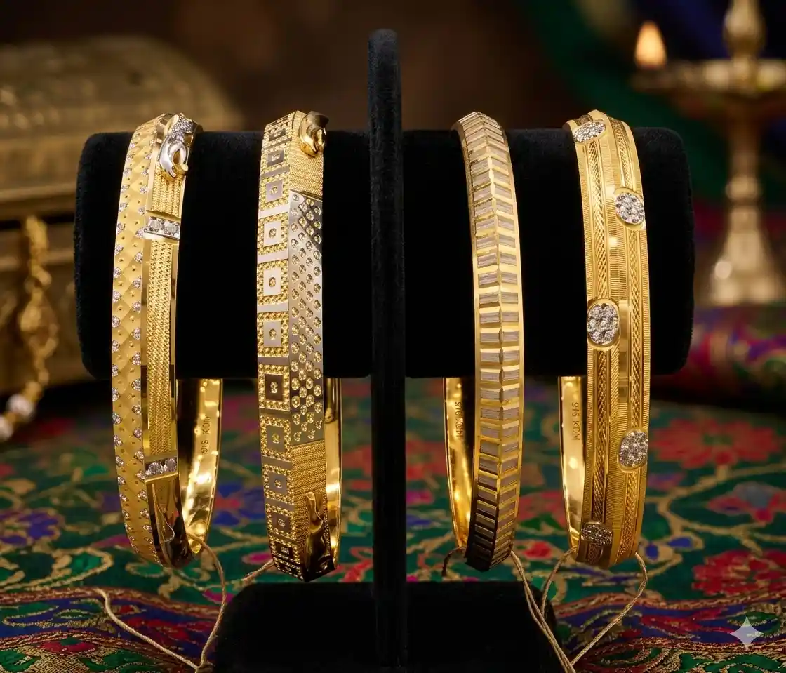 🔥 Authentic Textured Gold Bangle Collection ✨
