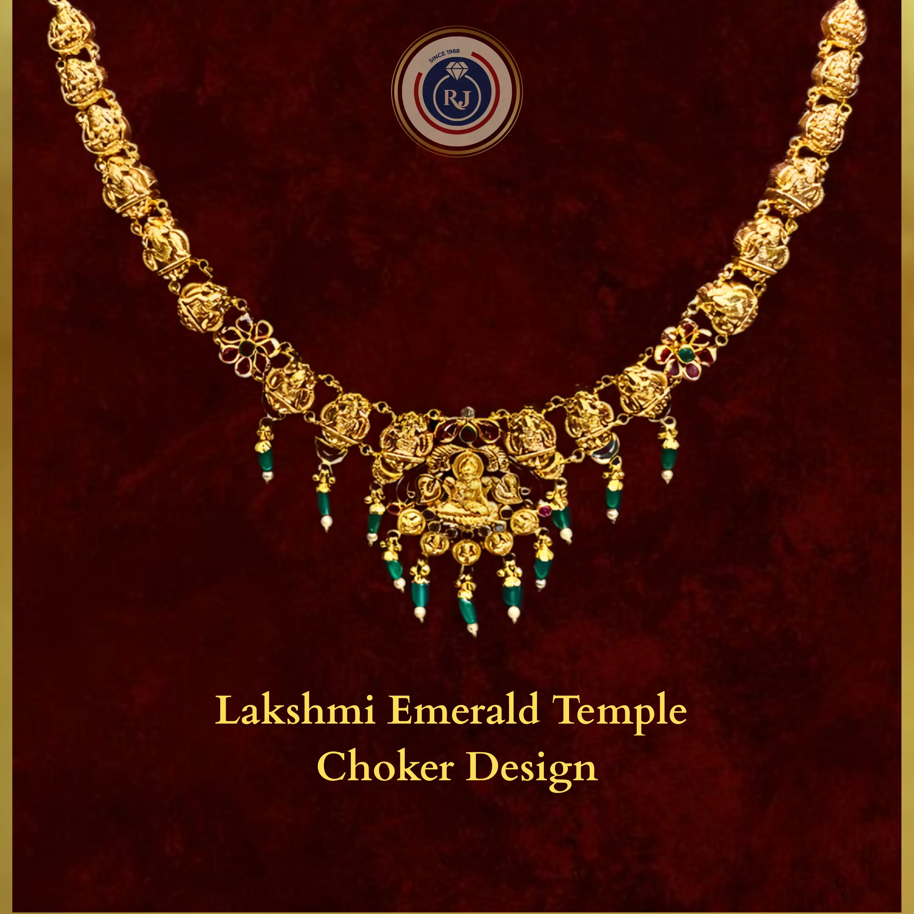 Lakshmi Temple Choker ✨ Emerald Drops Detailing