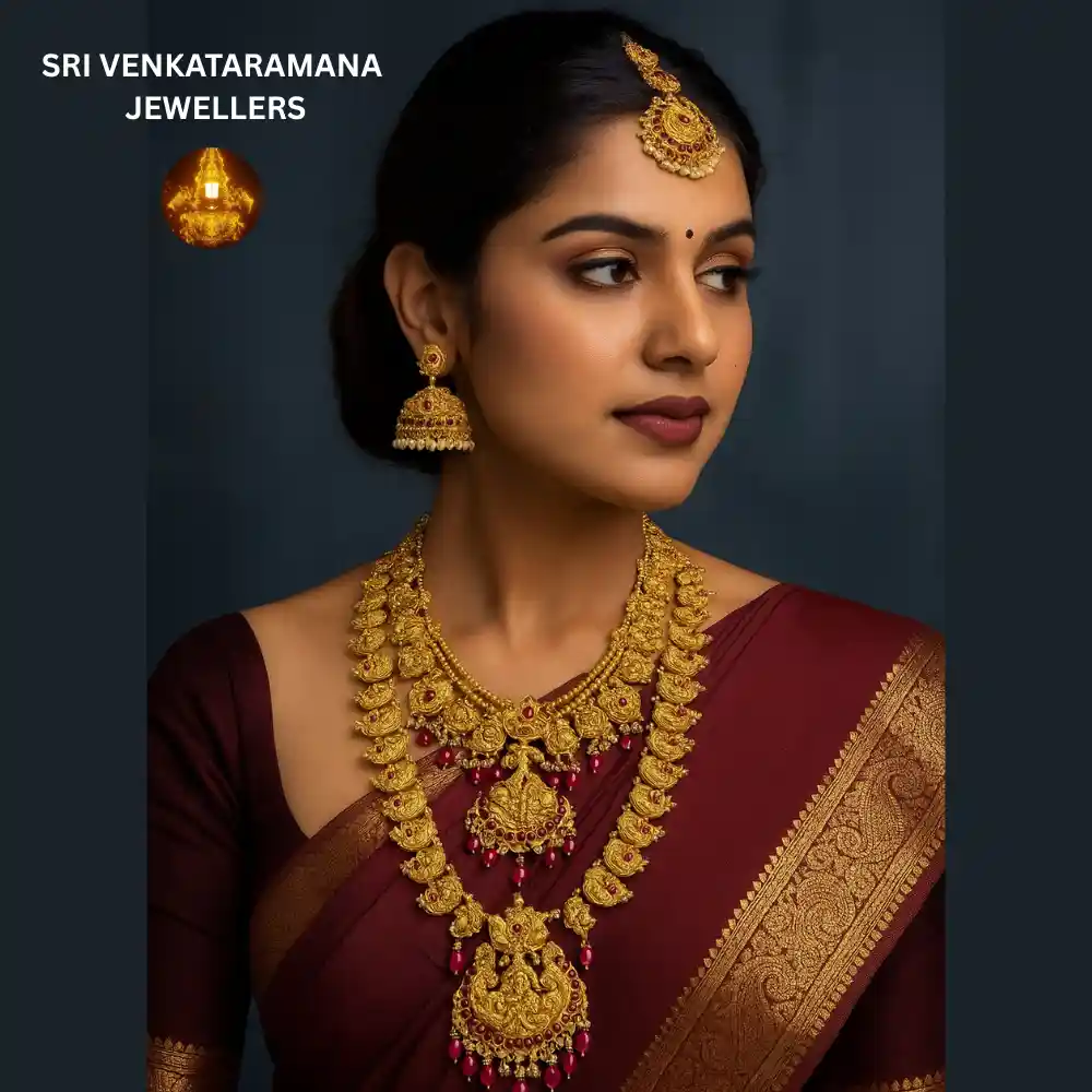 ✨Temple Gold Necklace with Ruby Drops 💎