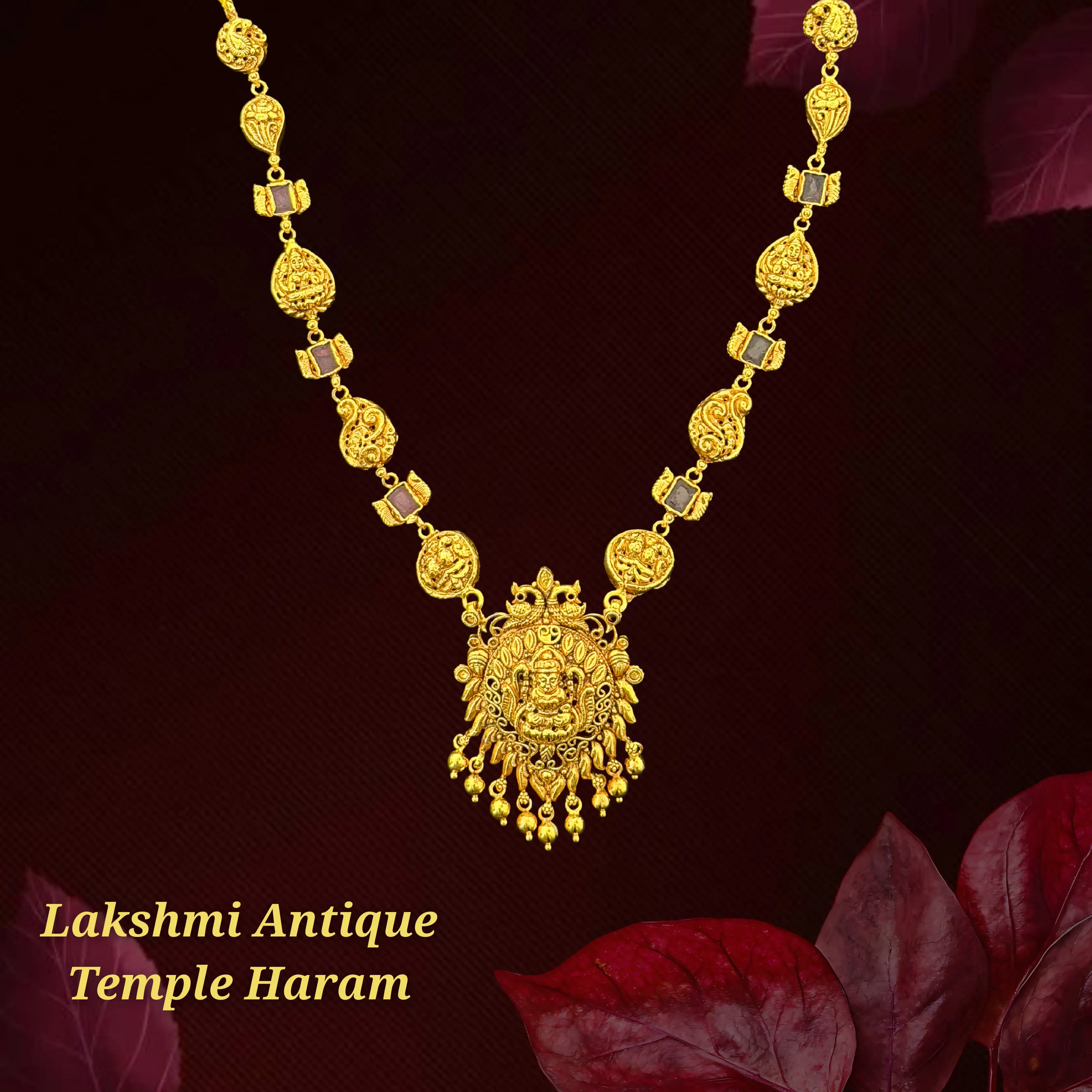 Regal Lakshmi Temple Haram with Antique Finish β¨πͺ