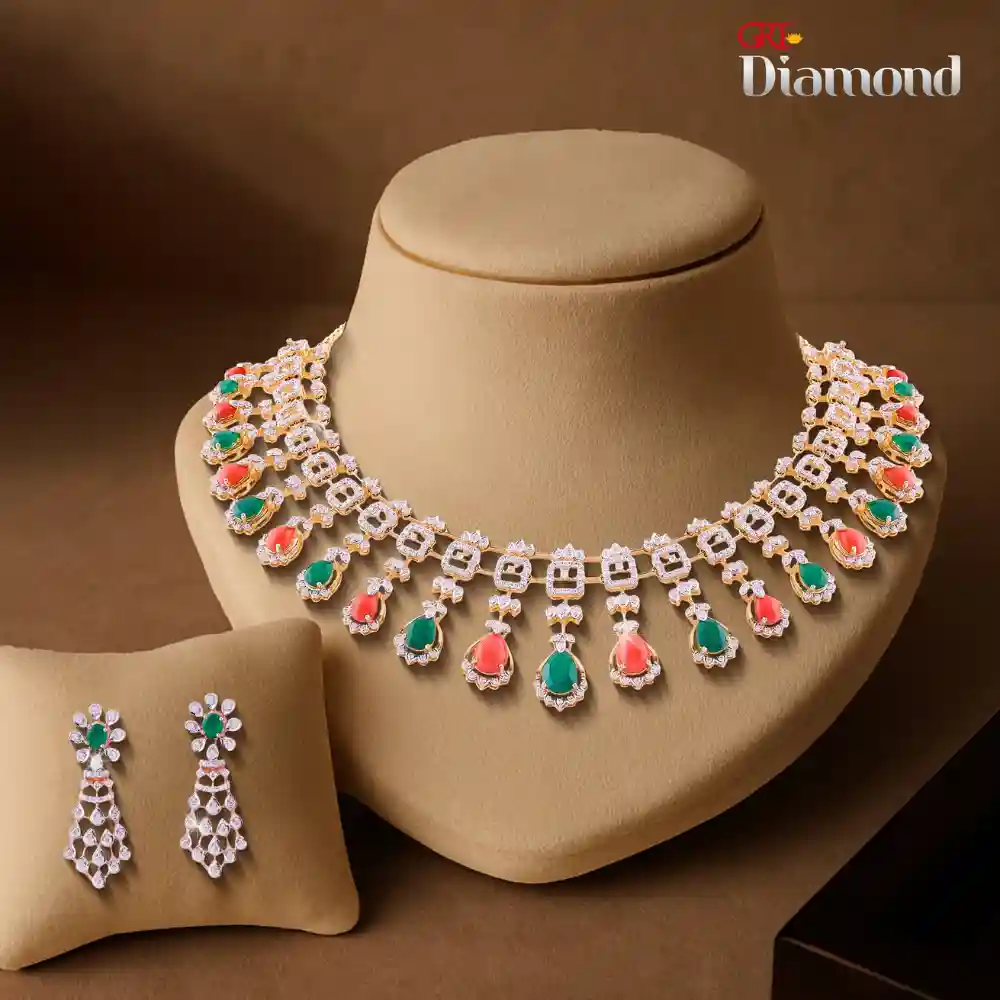 GRT Diamond Choker ✨ Coral & Emerald Detailing 💎