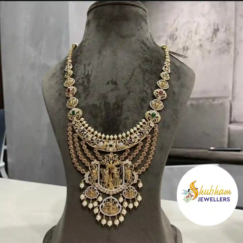 ✨ Layered Temple Gold Necklace with Pearls & CZ 💎