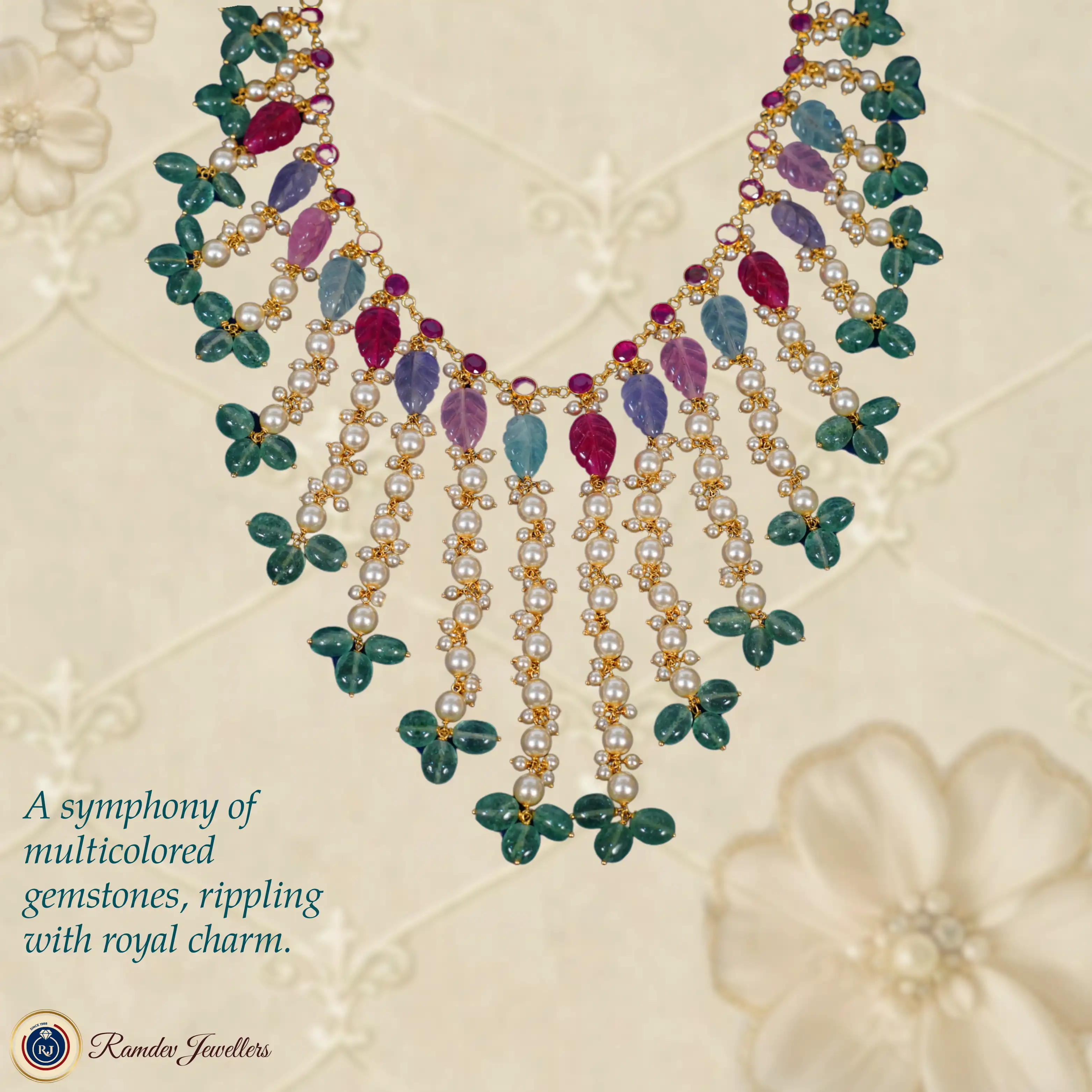 Royal Multicolour Gem & Pearl Fringe That Turns Heads πβ¨