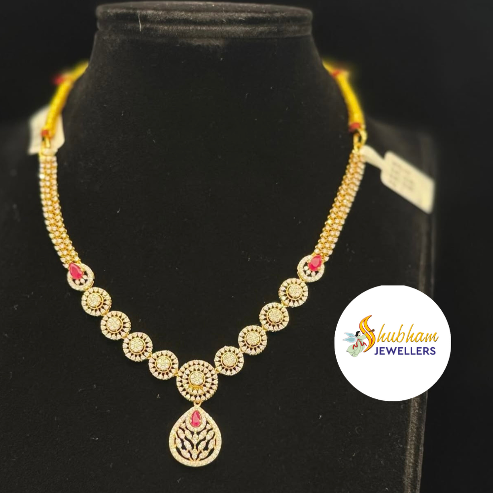 ✨ Elegant Gold Necklace with Ruby Drop 🌹💎