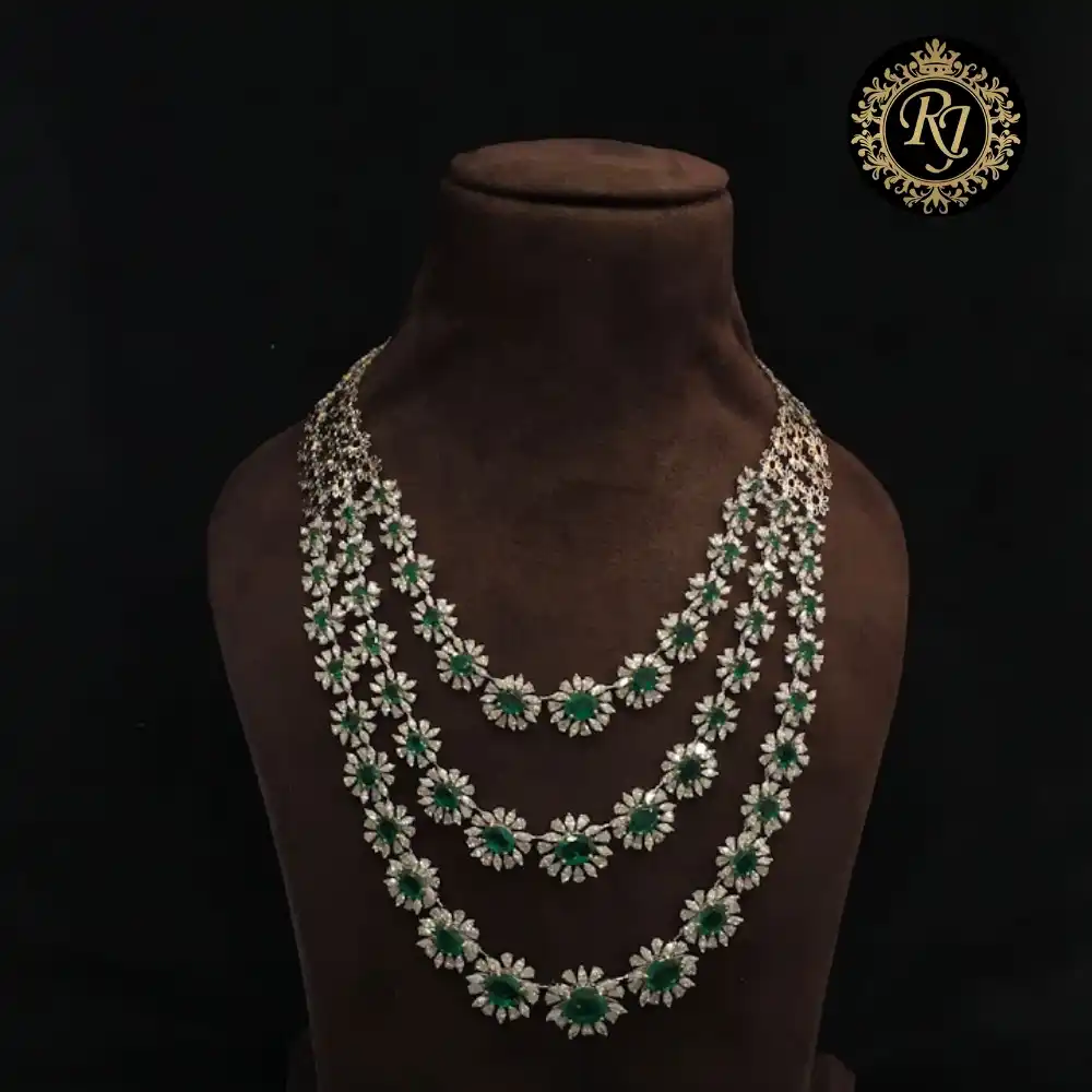 ✨ Triple-Layer CZ Necklace with Emerald Glow 💚