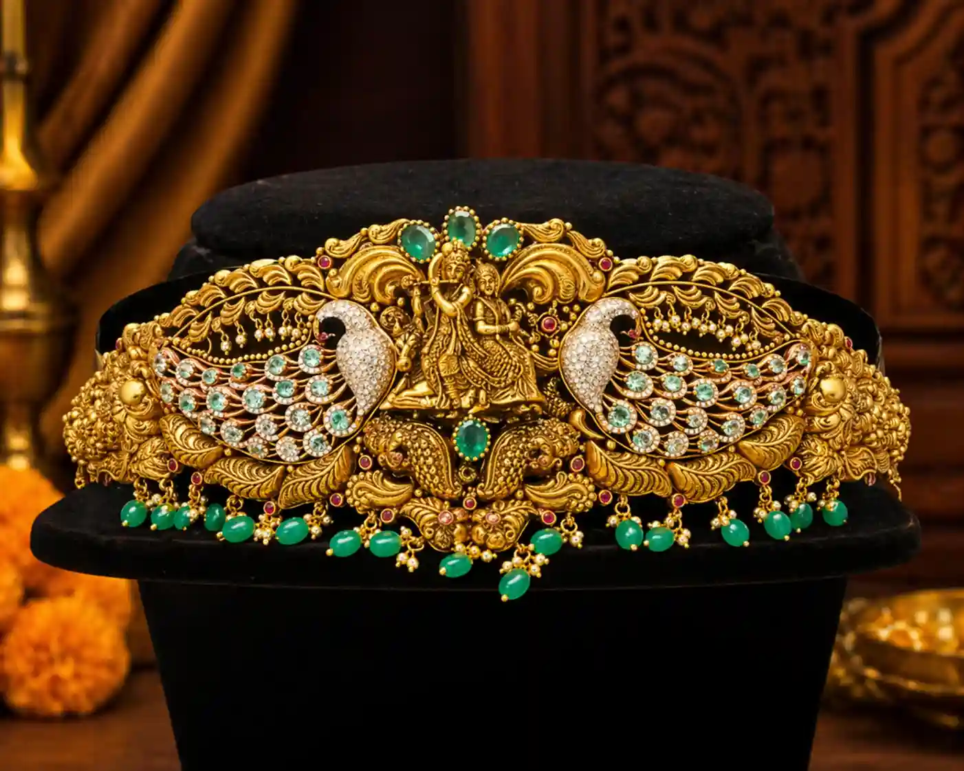 ✨ RadhaKrishna Nakshi Vaddanam Gold 💛