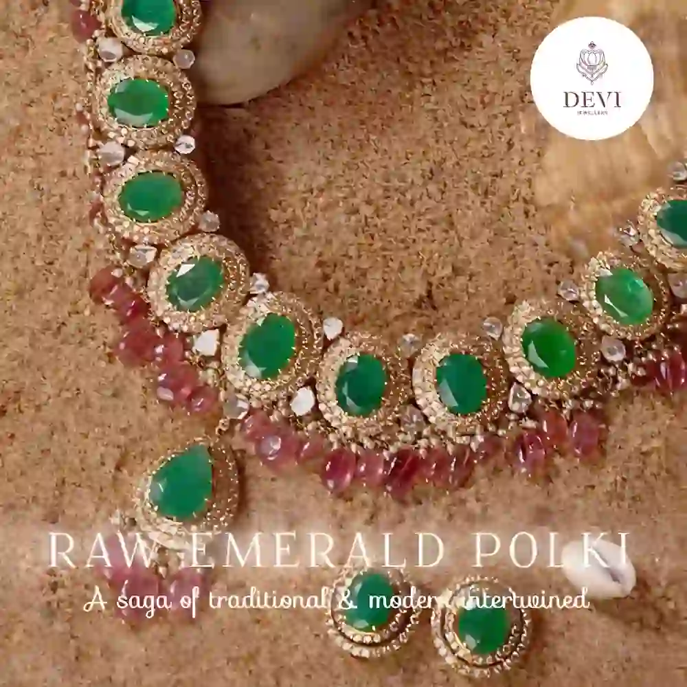 Raw Emerald Polki Set ✨ Royal Heritage Design