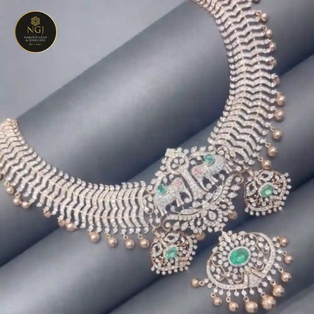 Regal Diamond & Emerald Elephant Necklace🐘💎