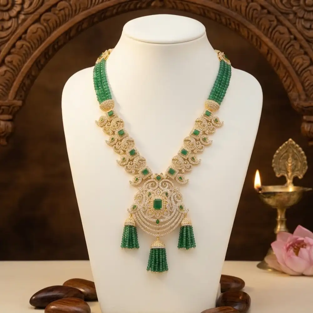 Exquisite Emerald & Diamond Haram by Raj Jewellers āØ