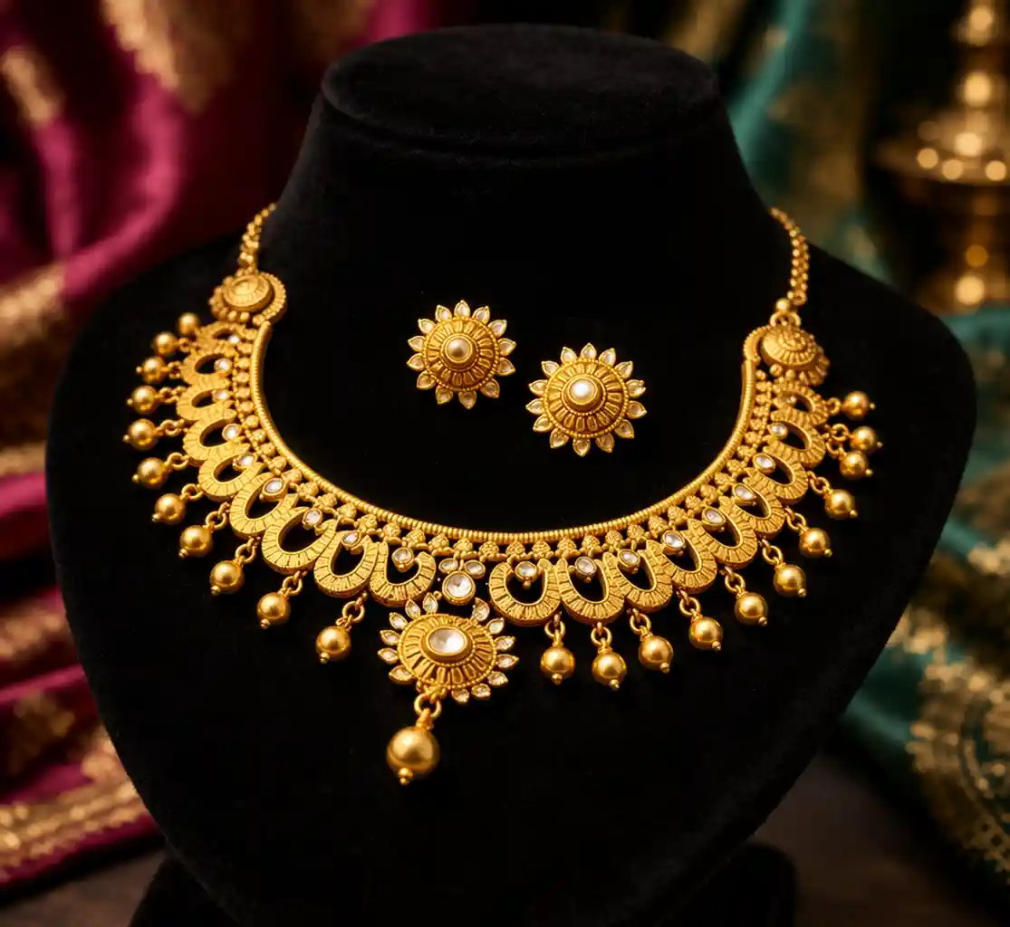 ✨ Antique Floral Gold Necklace Set 💛✨