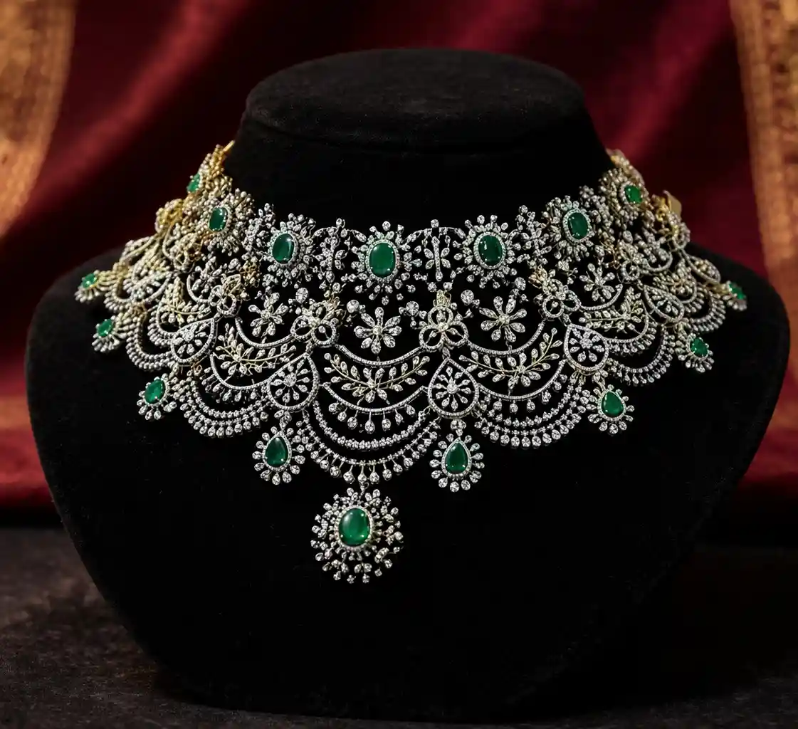 Grand Emerald Diamond Bridal Choker 👑💚✨