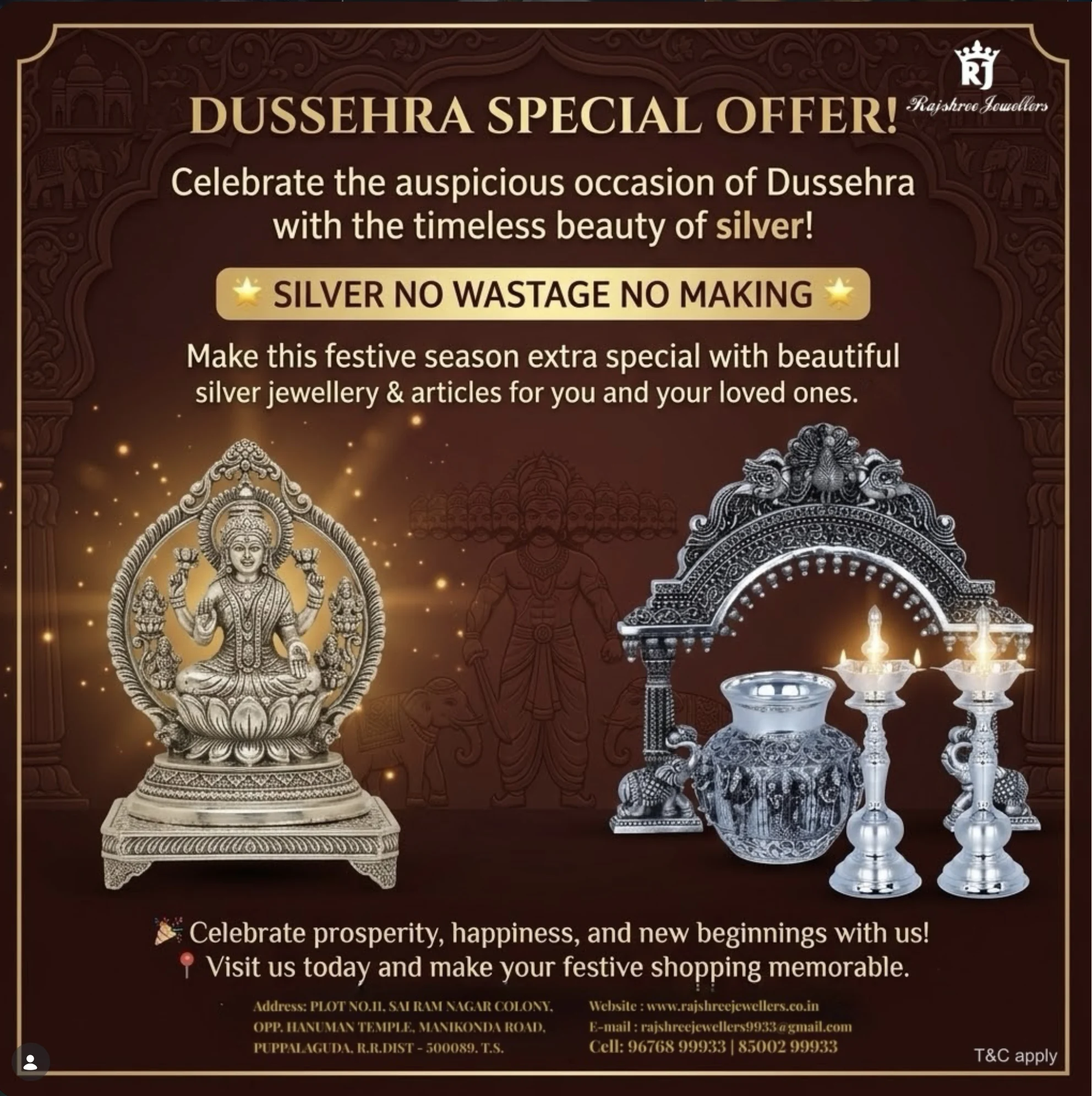 Offer image: 🪔 Dussehra Special Offer: Silver Jewellery & Articles with No Wastage, No Making ✨