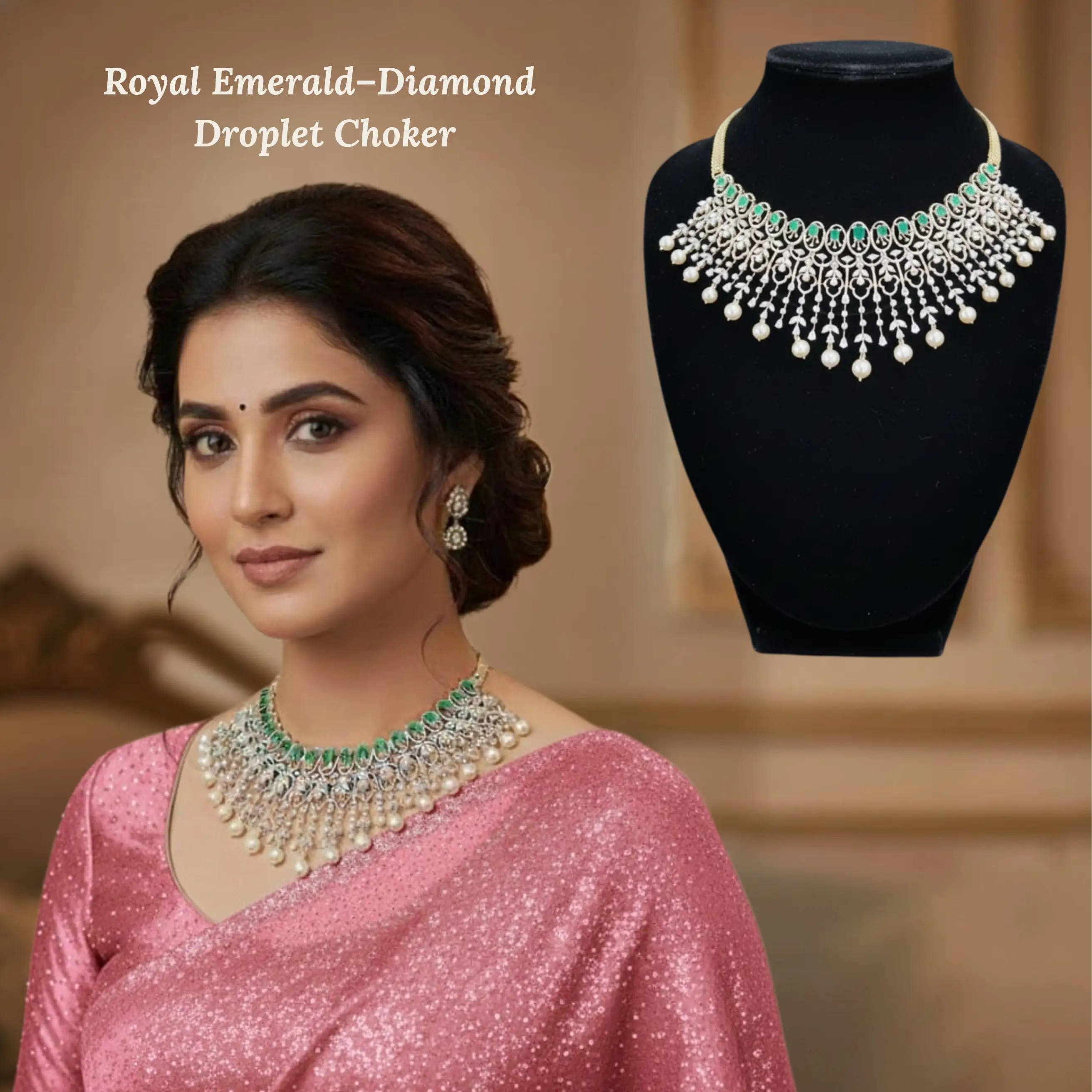 ✨ Majestic Emerald Diamond Pearl-Drop Choker 💎💚