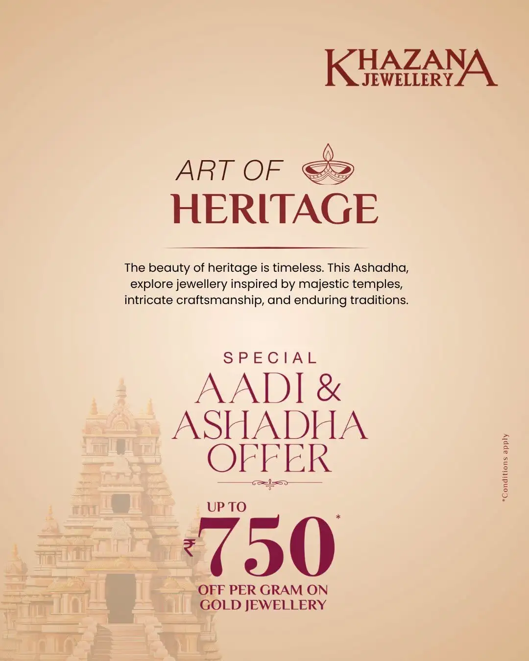 Offer image: πͺ Special Aadi Ashadha Offer β βΉ750 Off/Gram β¨