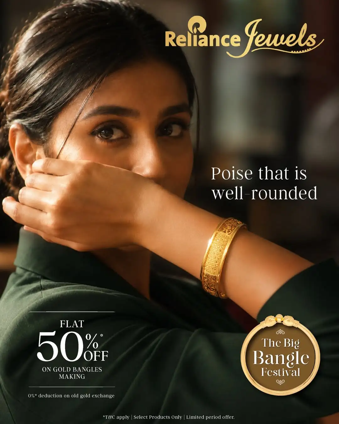 Offer image: 🎉 Flat 50% OFF on Gold Bangles ✨