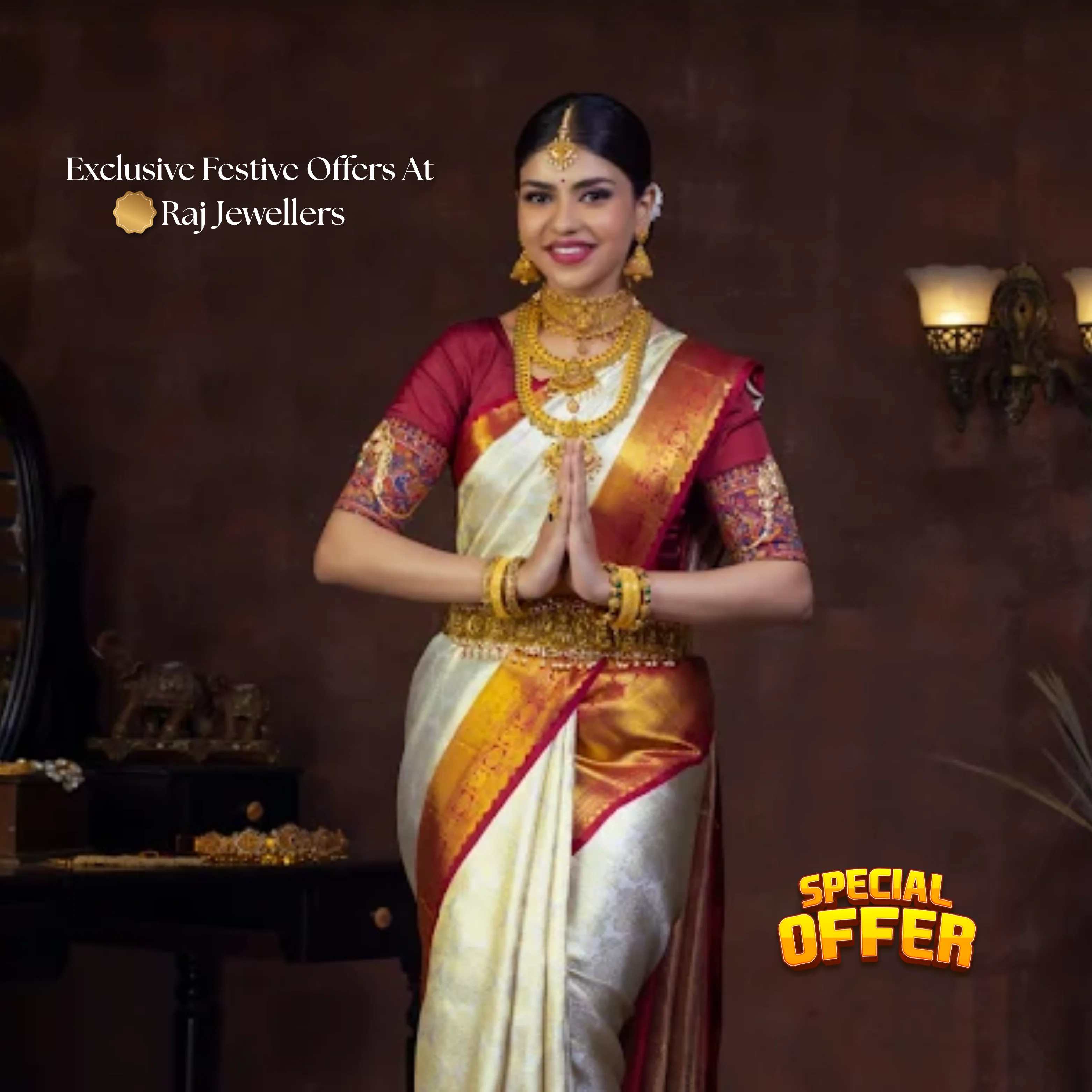Offer image: Festive FLAT OFFERS 💥 Raj Jewellers Exclusive Bridal DEALS to SAVE Big on Gold Jewellery ✨