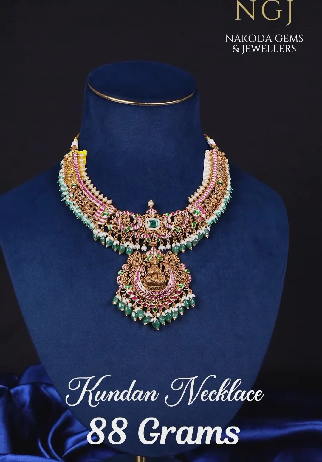 💛 916 Gold Kundan Necklace – 88 g
