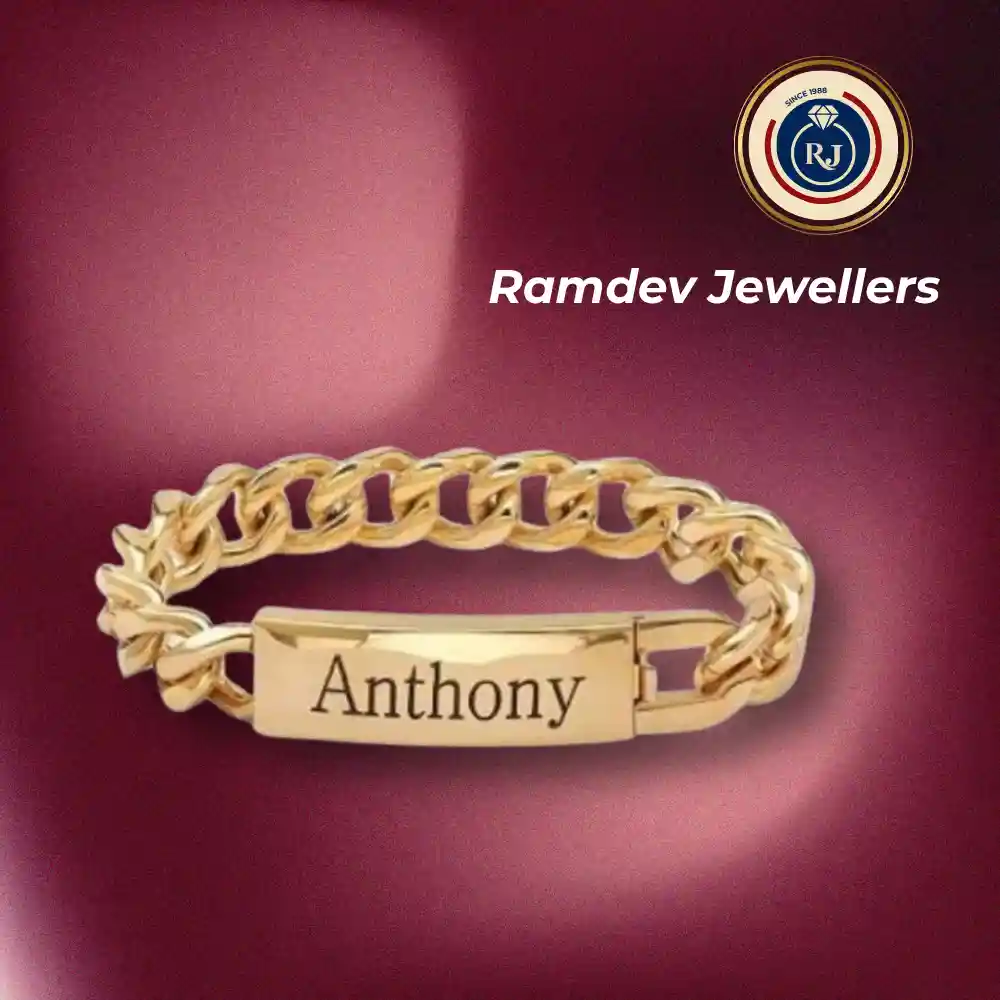 ✨ Personalized Gold Chain Bracelet with Bold Name Plate 🔒