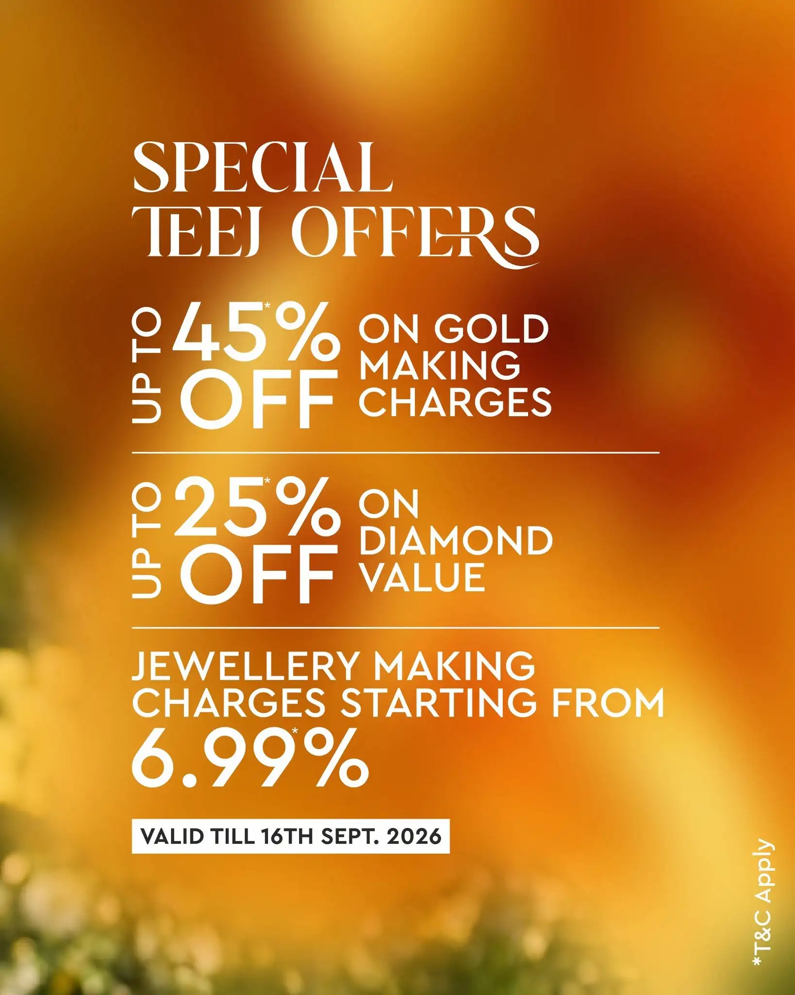 Offer image: 🎉 Teej Special: 45% Off Making Charges ✨