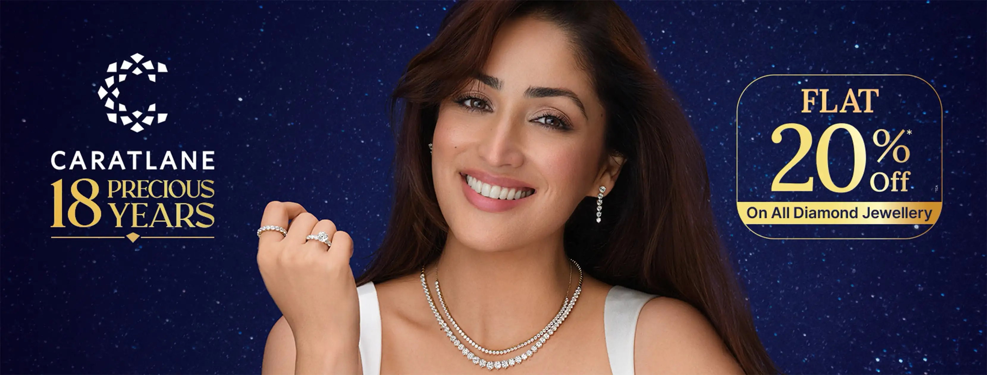 Offer image: 💎 CaratLane 18 Years: Flat 20% Off Diamonds ✨