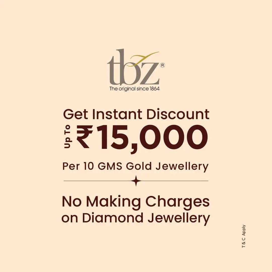 Offer image: 🎁 Up to ₹15,000 Off Gold & No Making on Diamonds ✨