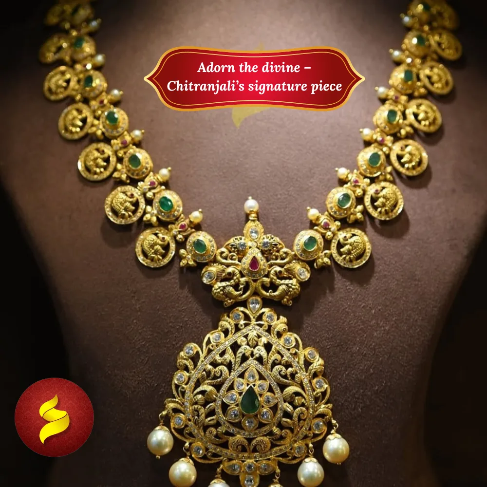 ✨ Chitranjali’s Temple Gold Masterpiece – A Regal Blend of Devotion, Craft, and Timeless Beauty 👑💛🛕