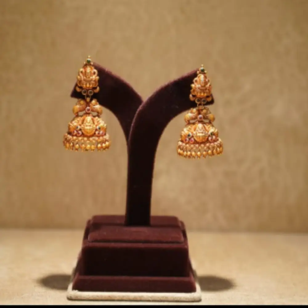 ✨ Temple Touch Jhumkas ✨ Only at Sri Venkataramana Jewellers 💫 Traditional Charm, Timeless Grace!