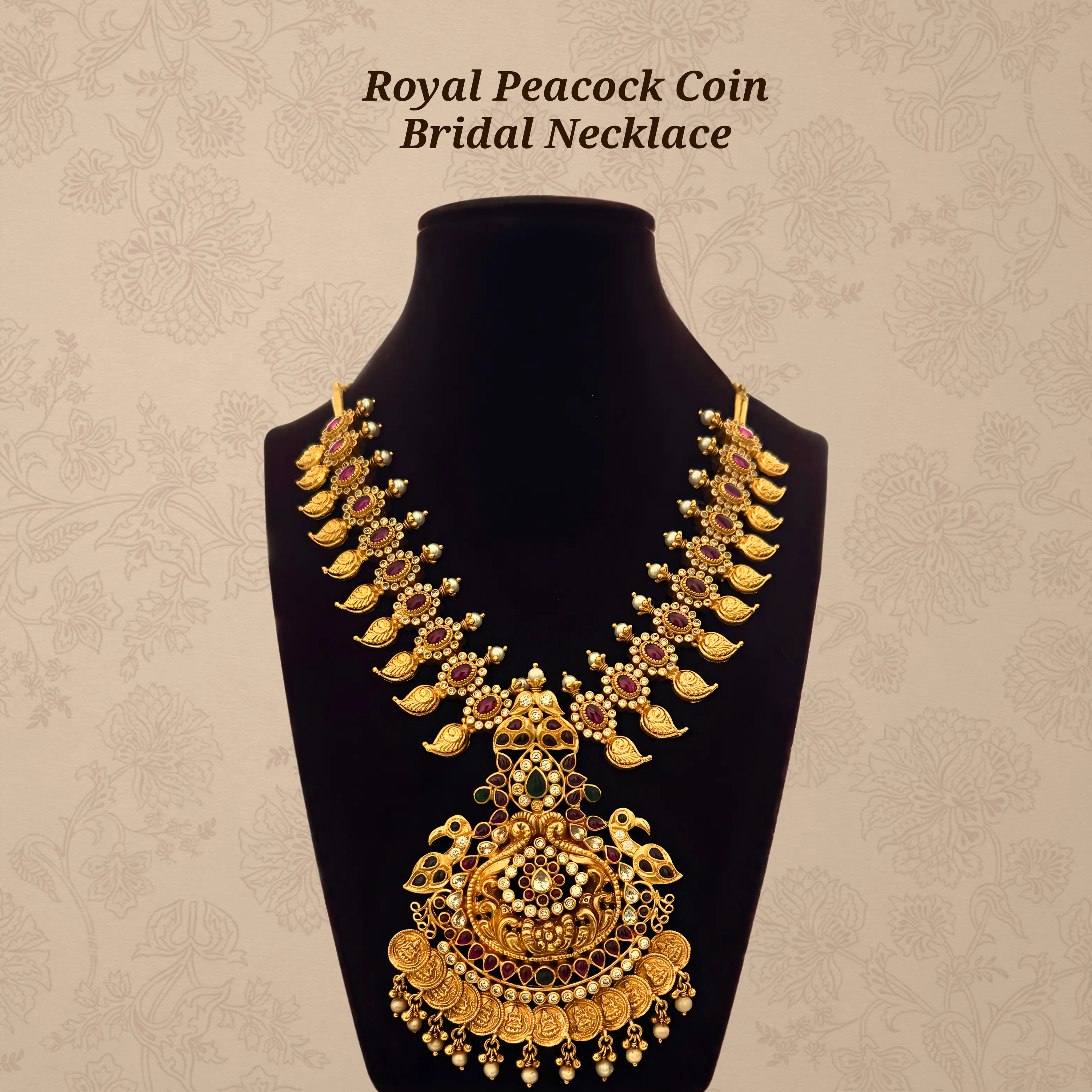 Peacock Temple Coin Bridal Necklace β¨π¦
