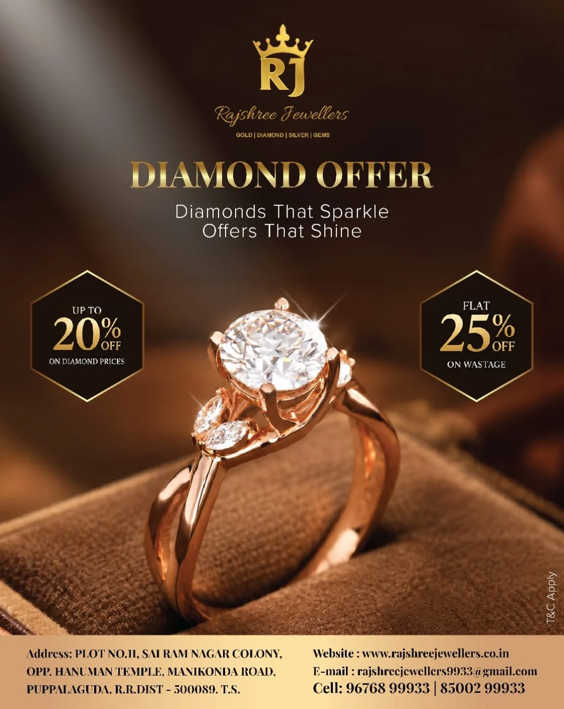 Offer image: 💎 Diamond Ring Offer: 20% Off + 25% Wastage ✨
