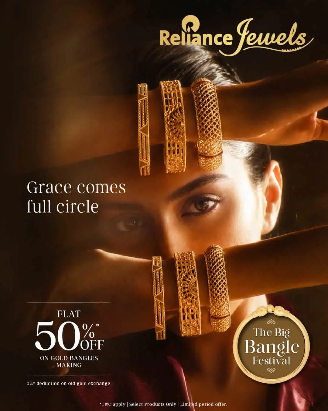 Offer image: 🎉 Flat 50% Off Gold Bangles ✨