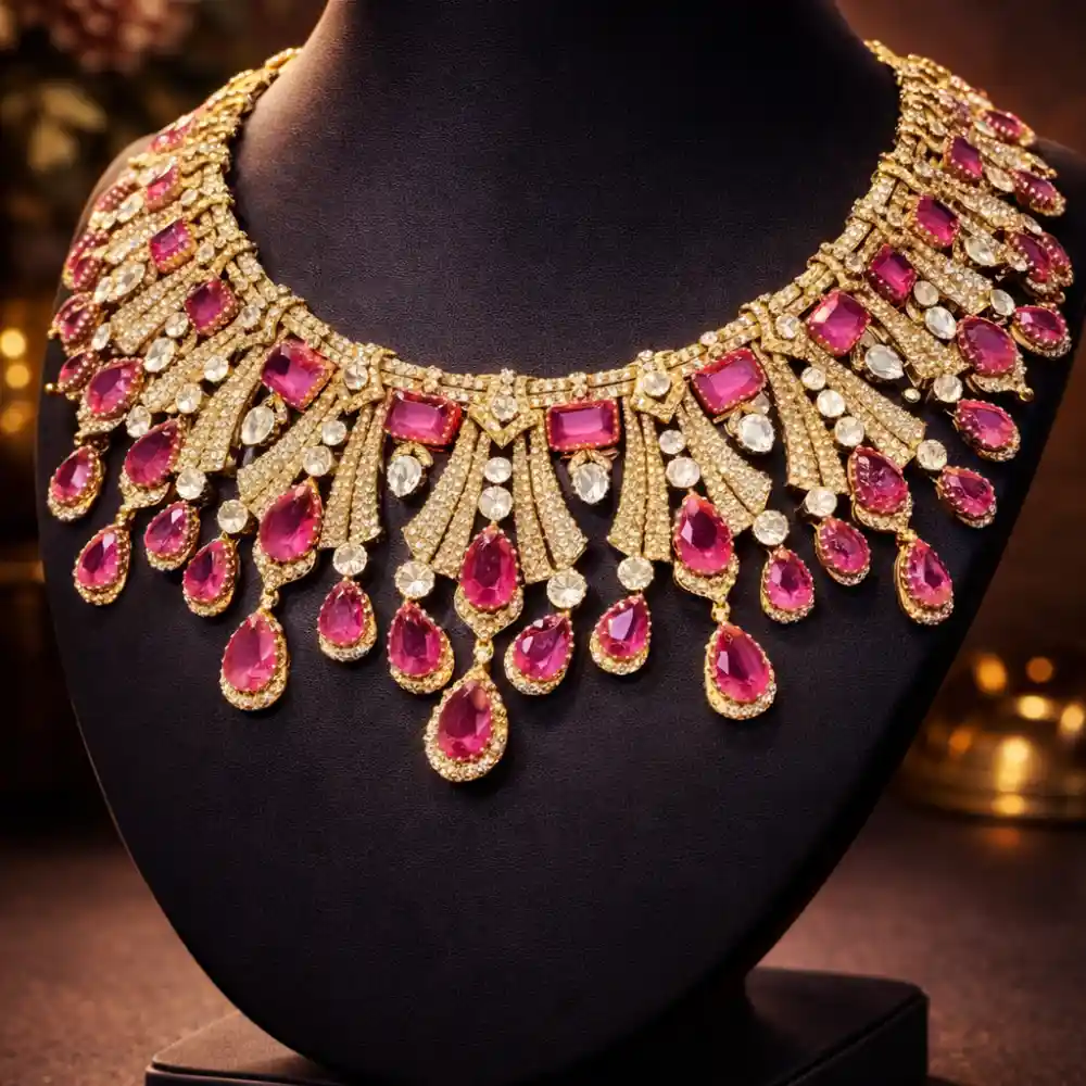 💖 Ruby Drop Diamond Choker ✨