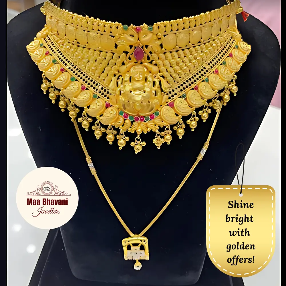 Offer image: ✨ Divine temple choker with special offers, only at Maa Bhavani Jewellers! 💛💫