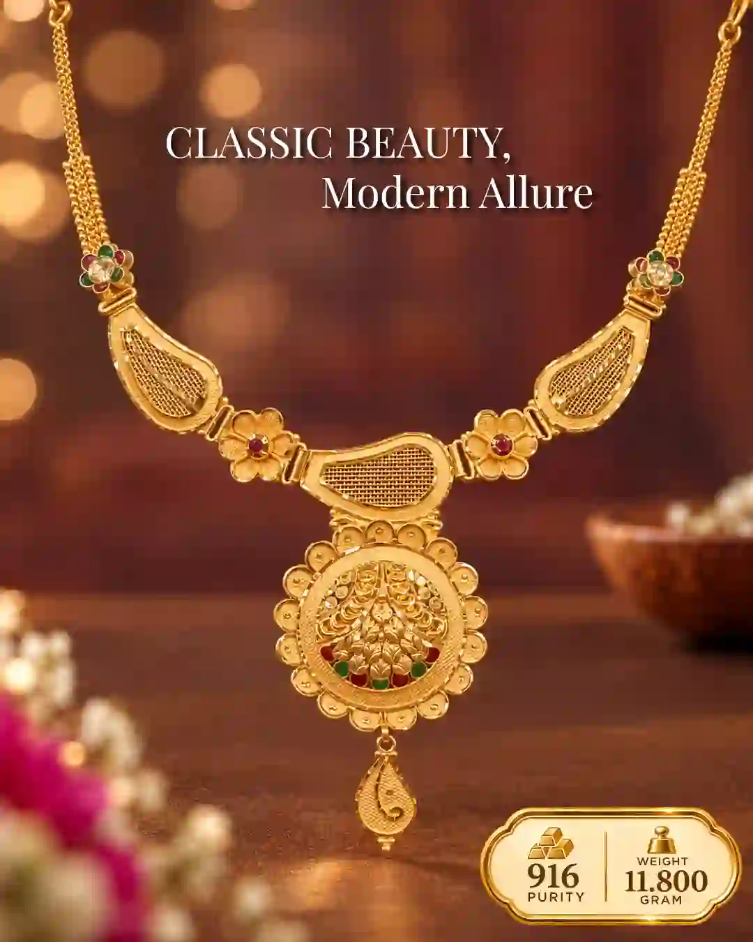 ✨ Traditional 916 Gold Oval Pendant with Deity Motif – 11.800 g