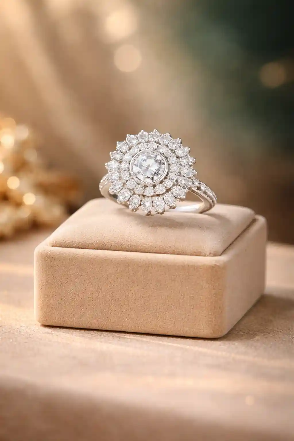 ✨ Stunning Diamond Halo Ring with Sparkle 💎